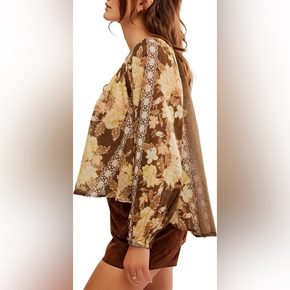 Free People Elena Top in Cocoa Combo Size Medium - Picture 5 of 11